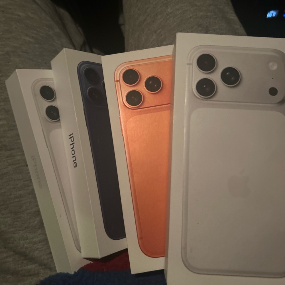Apple iPhone Boxes in White, Blue, Orange